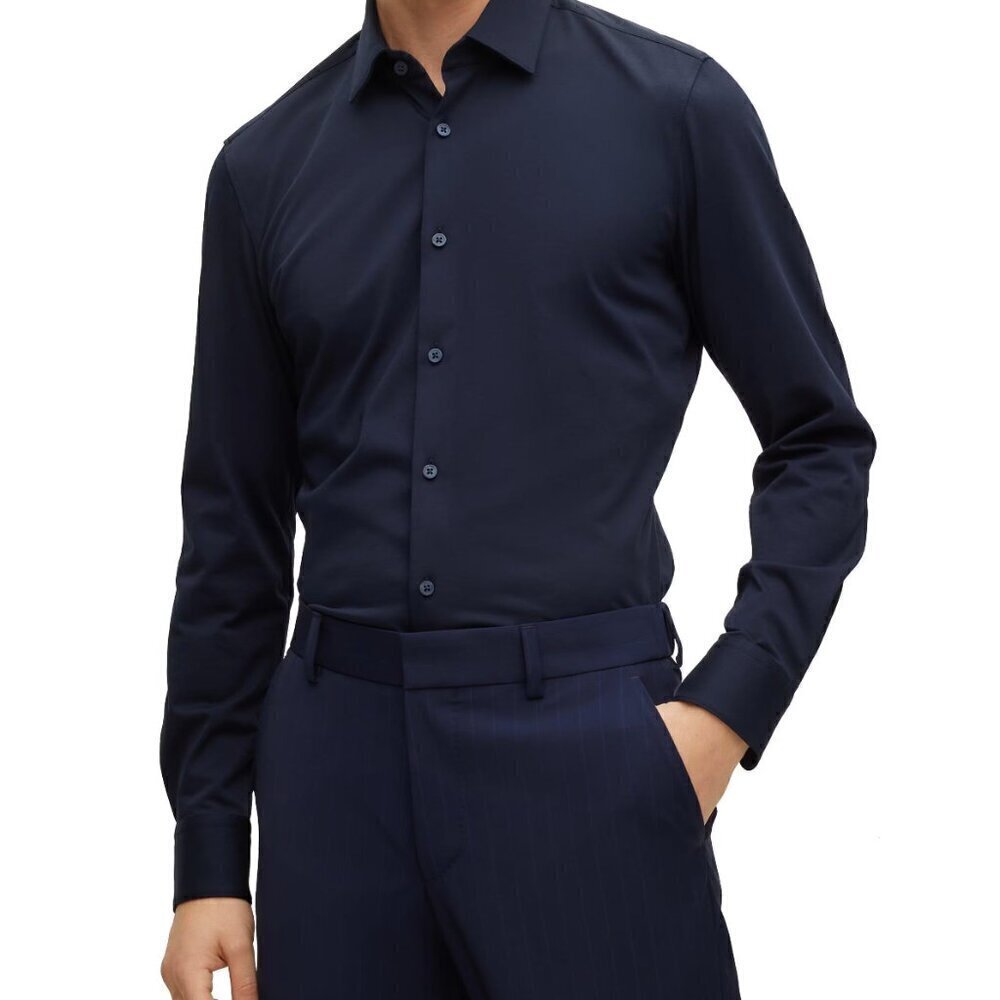 Hugo Boss Men's Slim-Fit Jersey Stretch-Cotton Dress Shirt Size 16 1/2